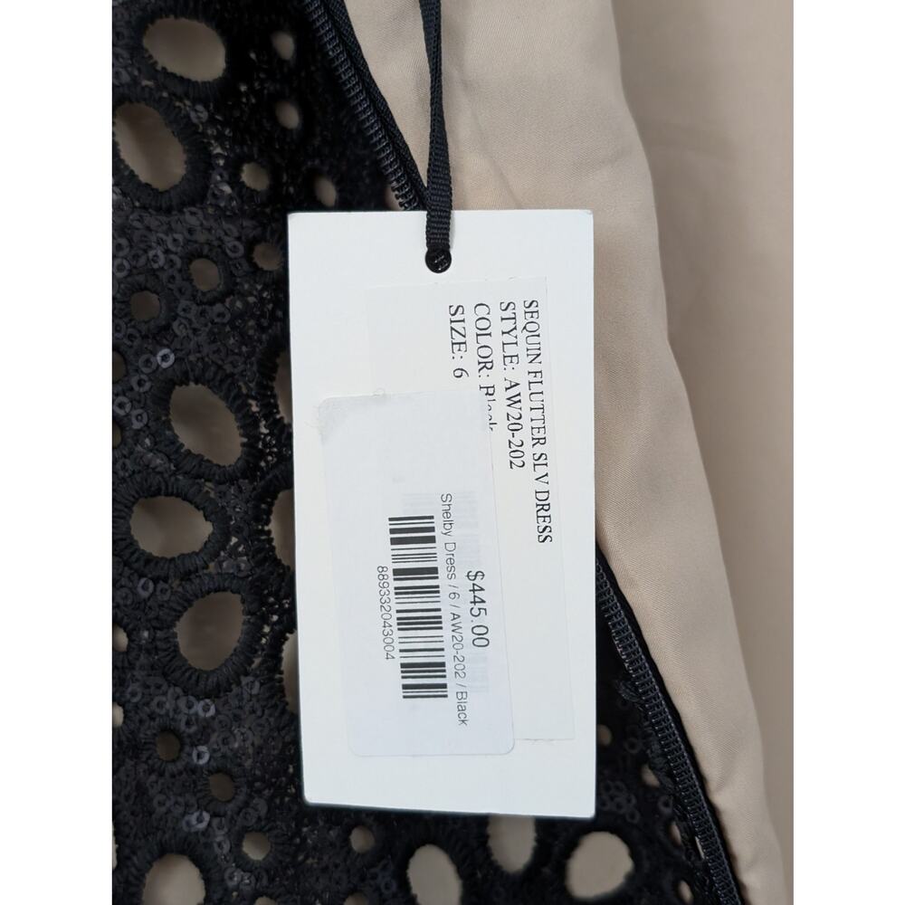 NWT SEA New York Black Eyelet Sequined Shelby Mini Dress Size 6 - Picture 6 of 10